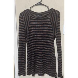 Liverpool Women’s Sweater Long Tunic Chevron sz S Long Sleeve Navy Blue Brown